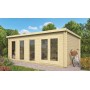Chalet bois 22m2 GABRIELLE 400x595cm toiture plate - 58mm - lumineux