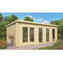 Chalet bois 22m2 GABRIELLE 400x595cm toiture plate - 58mm - lumineux