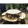 Table de pique-nique ronde en bois diamètre 219cm sapin imprégné