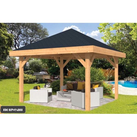 Kiosque de jardin mélèze/douglas OBDAM 18m2 salon de jardin / abri spa
