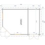 Chalet bois 10,9+4,6m2 350x500cm Helge