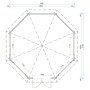 Chalet bois 13,4m2 418x418cm Lynn OCTOGONAL