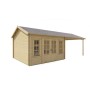 Chalet bois 14,4+14,4m2 400x800cm Kwaspa - Jardin et Chalet