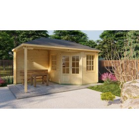 Chalet bois 6,4+6,4m2 300x500cm Kennet
