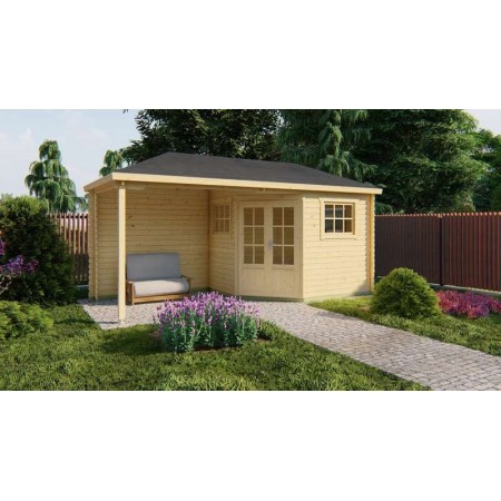 Chalet bois 5,3+5,3m2 500x250cm DIANE