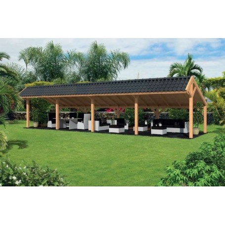 Kiosque Bergen XL type 9 mélèze/douglas l1302xP452