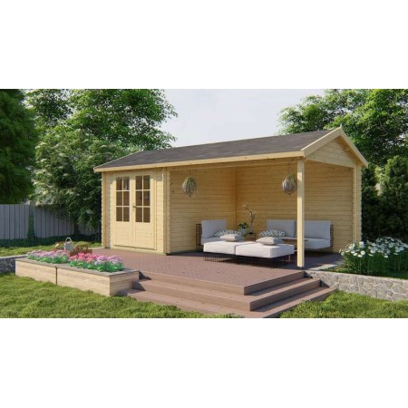 Chalet bois 6,4+9,2m2 300x590cm Ove
