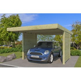 Photo du Carport voiture 15m2 Combi Imprégné Vert - panneaux ondulés en fibre de verre