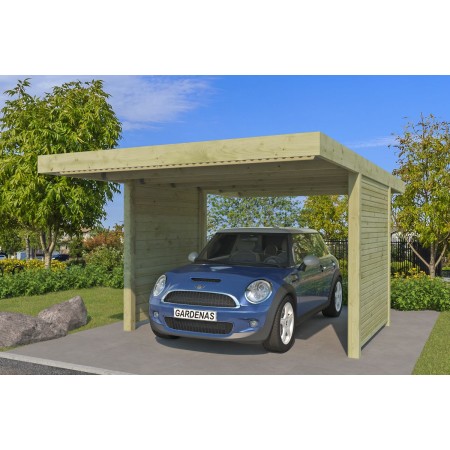 Photo du Carport voiture 15m2 Combi Imprégné Vert - panneaux ondulés en fibre de verre