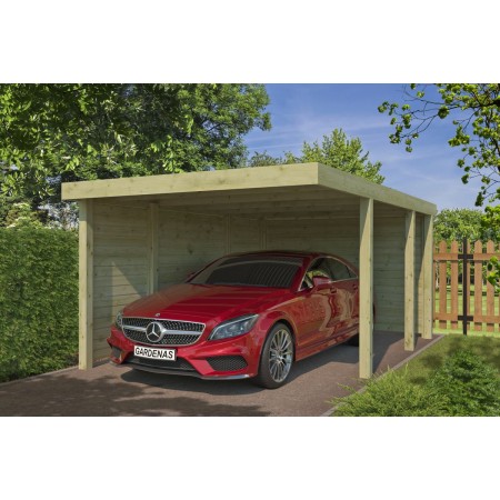 Carport Voiture 15m² Combi 2 – Toit plat Fibre de Verre, Imprégné Vert