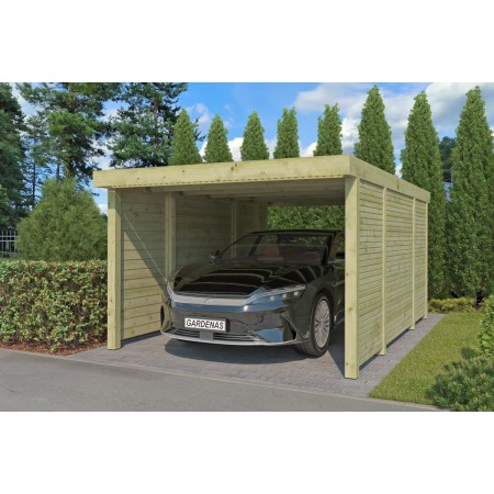 Photo du Carport voiture 15m2 - Imprégnation Verte - panneaux ondulés en fibre de verre
