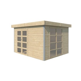 Vue de l'Abri en bois massif 10m2 - 28mm - Alu - Bac acier