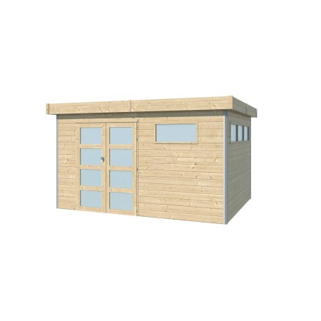 Vue de face de l'Abri en bois massif 11m2  - Bac acier