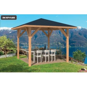 Pavillon kiosque de jardin en bois mélèze doublas KOS 13m2